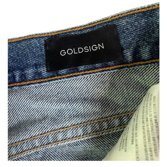 $325 GOLDSIGN Martin High-Rise Straight-Leg Creased Jeans | Sz 26, Mid Denim - Picture 6 of 11